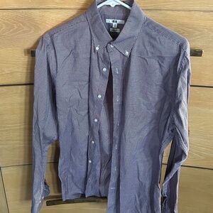 UNIQLO Broadcloth Button-Down Dark Red, Blue, and White Checked Shirt Men's M